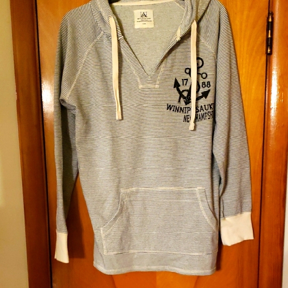 ArtForms Striped Hoodie with Anchor Design - Picture 1 of 6